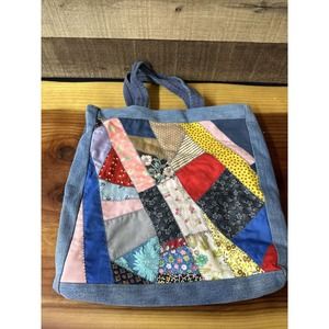 Hand stitched denim And quilt tote bag